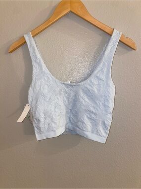 NWT Altar'd State Seamless Floral Lace Crop Tank Bralette Ice Blue S